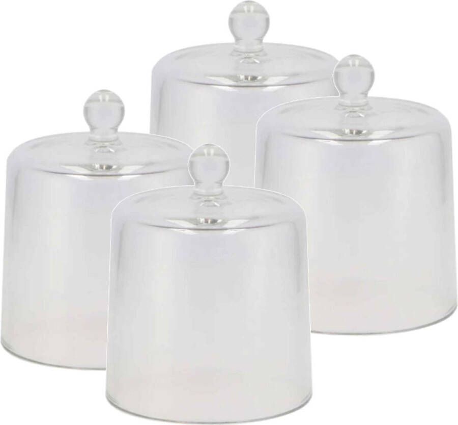 DK design amuse cloche 4x stuks transparant glas D13 x H16 cm hapjes stolp amuseschaaltje