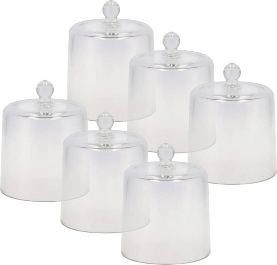 DK design amuse cloche 6x stuks transparant glas D11 x H13 cm hapjes stolp amuseschaaltje