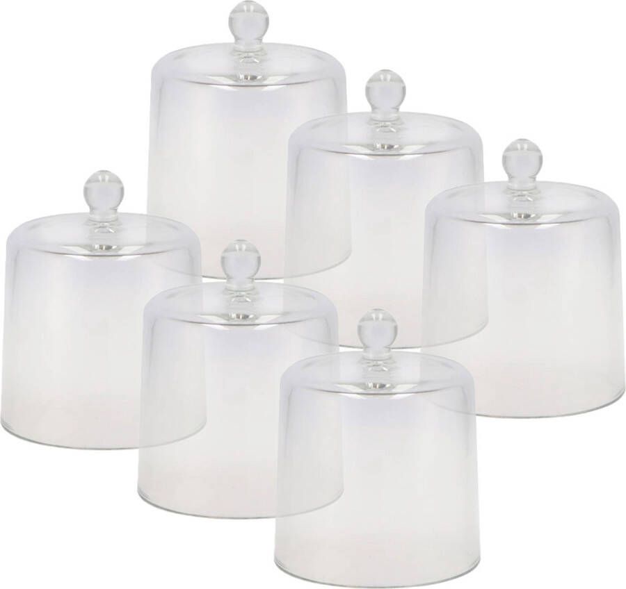 DK design amuse cloche 6x stuks transparant glas D13 x H16 cm hapjes stolp amuseschaaltje