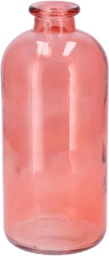 DK Design Bloemenvaas fles model helder gekleurd glas koraal roze D11 x H25 cm Vazen