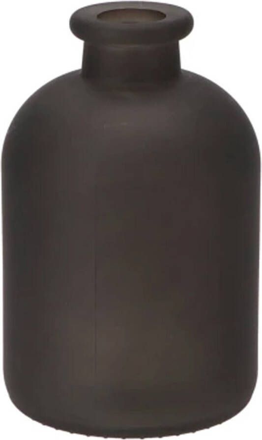DK design Bloemenvaas fles model helder gekleurd glas mat zwart D11 x H17 cm