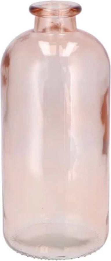 DK design Bloemenvaas fles model helder gekleurd glas perzik roze D11 x H25 cm