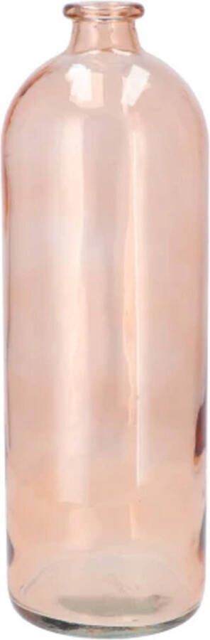 DK Design Bloemenvaas fles model helder gekleurd glas perzik roze D14 x H41 cm Vazen