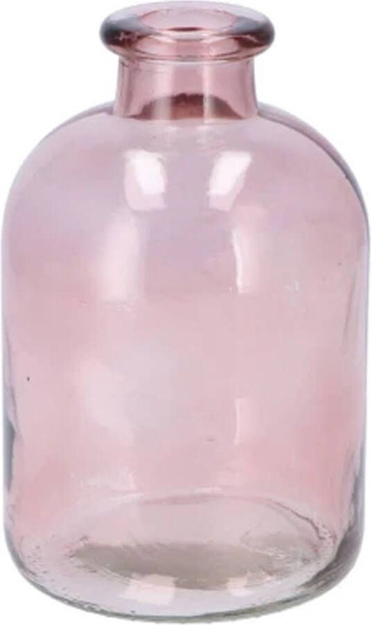 DK design Bloemenvaas fles model helder gekleurd glas zacht roze D11 x H17 cm