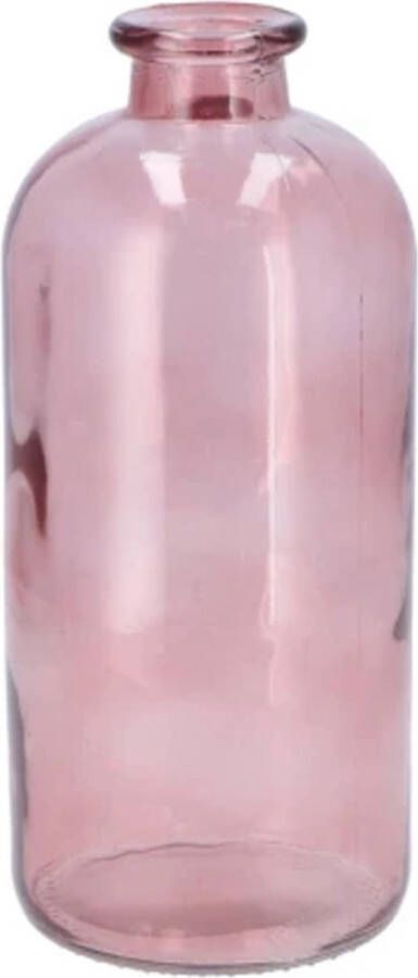 DK Design Bloemenvaas fles model helder gekleurd glas zacht roze D11 x H25 cm Vazen