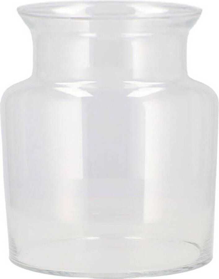 DK design Bloemenvaas melkbus fles model Milky transparant glas D16 x H25 cm mondgeblazen