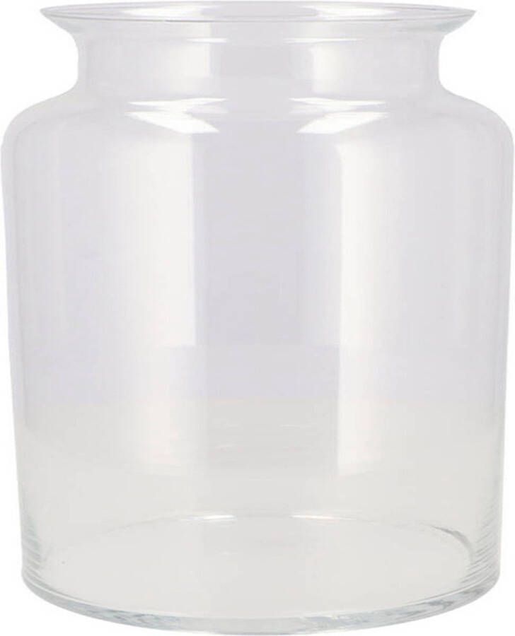 DK design Bloemenvaas melkbus fles model Milky transparant glas D19 x H19 cm mondgeblazen