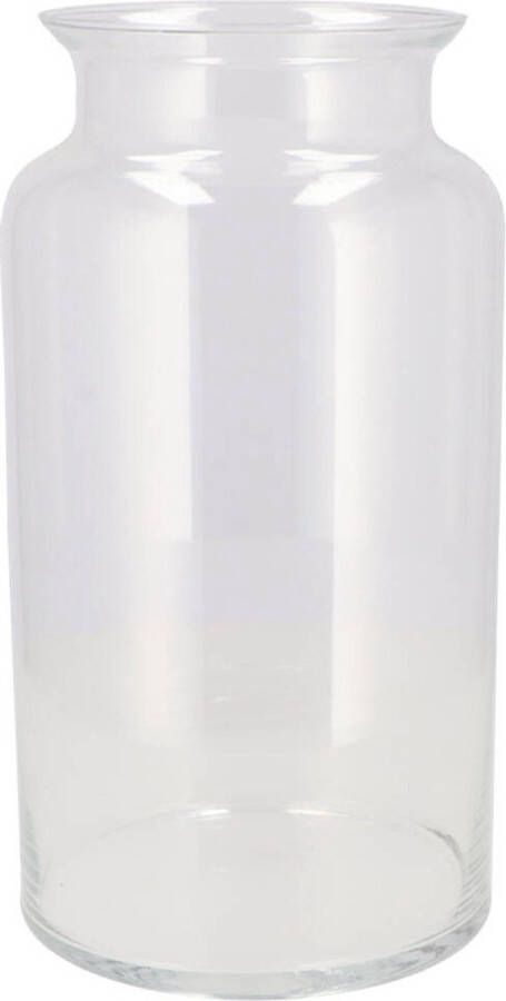 DK design Bloemenvaas melkbus fles model Milky transparant glas D19 x H25 cm mondgeblazen