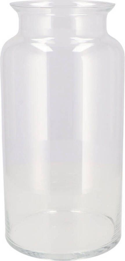 DK design Bloemenvaas melkbus fles model Milky transparant glas D19 x H30 cm mondgeblazen