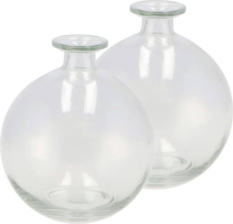DK Design Bloemenvaas rond model 2x helder gekleurd glas transparant D13 x H15 cm Vazen