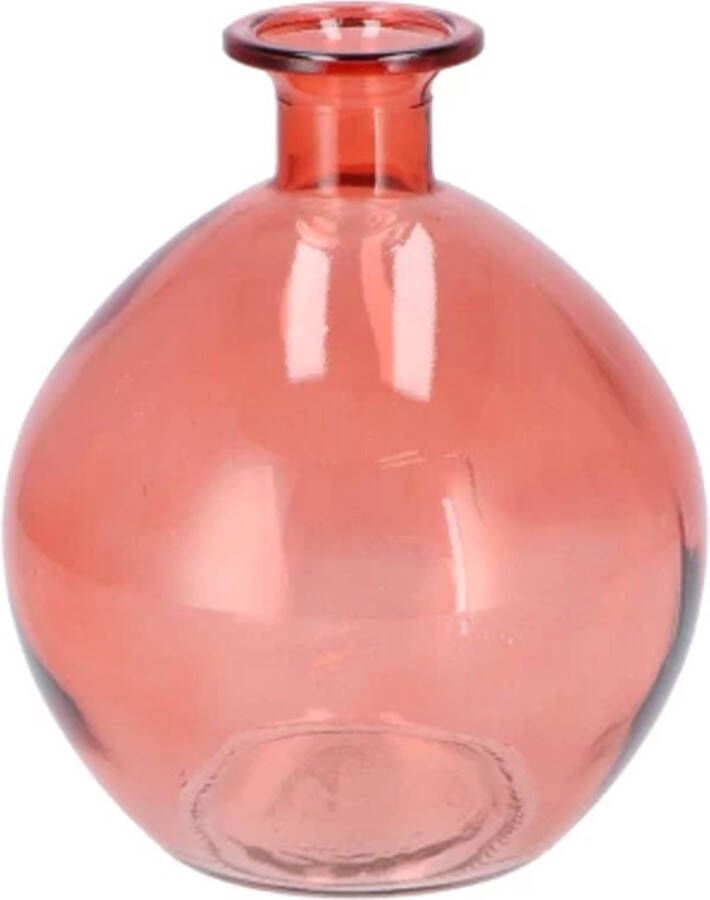 DK Design Bloemenvaas rond model helder gekleurd glas koraal roze D13 x H15 cm Vazen