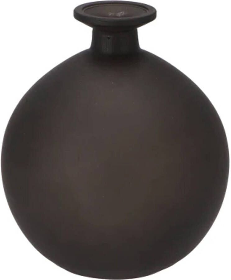 DK Design Bloemenvaas rond model helder gekleurd glas mat zwart D13 x H15 cm Vazen