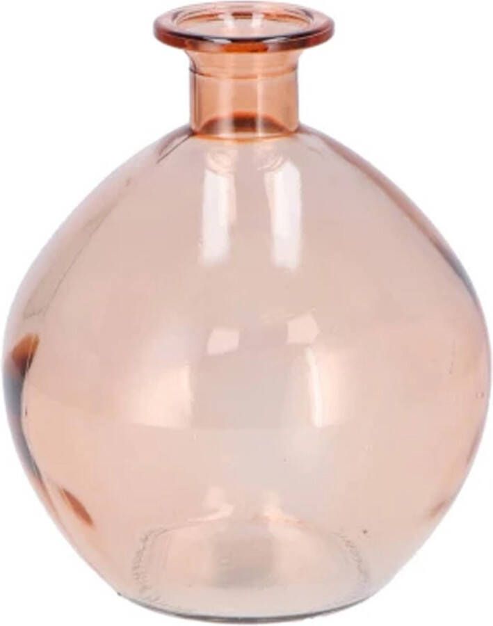 DK design Bloemenvaas rond model helder gekleurd glas perzik roze D13 x H15 cm