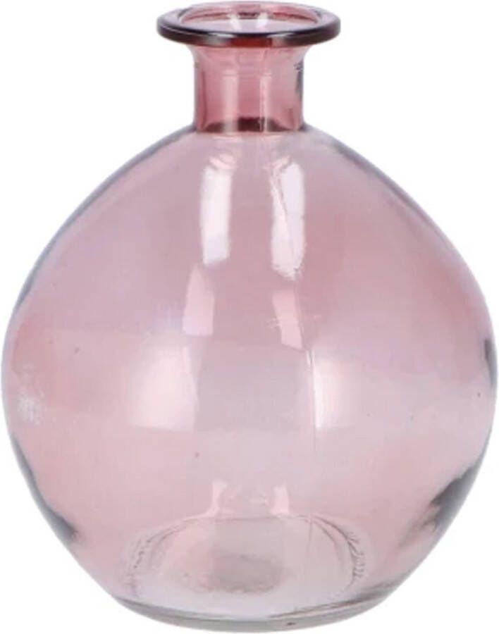 DK design Bloemenvaas rond model helder gekleurd glas zacht roze D13 x H15 cm