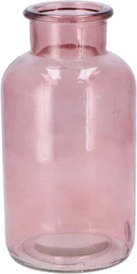 DK design Bloemenvaas siervaas melkbus fles model helder gekleurd glas oudroze D10 x H20 cm