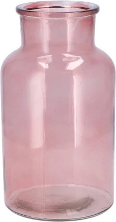 DK design Bloemenvaas siervaas melkbus fles model helder gekleurd glas oudroze D15 x H26 cm