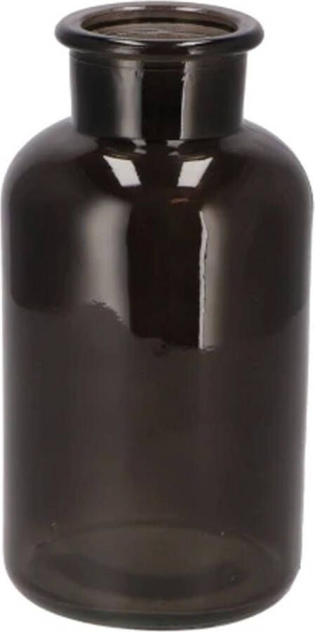 DK design Bloemenvaas siervaas melkbus fles model helder gekleurd glas zwart D10 x H20 cm