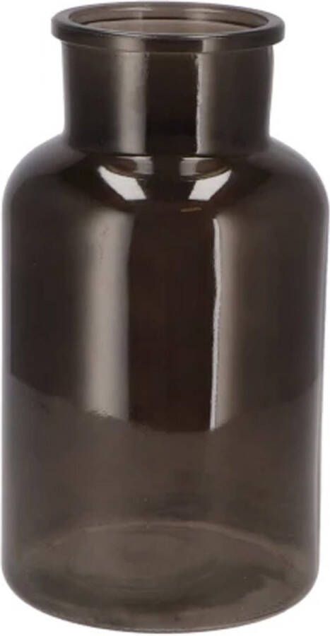 DK design Bloemenvaas siervaas melkbus fles model helder gekleurd glas zwart D15 x H26 cm