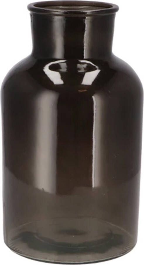 DK design Bloemenvaas siervaas melkbus fles model helder gekleurd glas zwart D17 x H30 cm