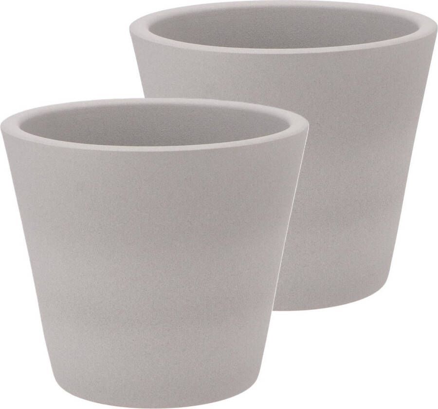 DK design Bloempot plantenpot 2x Vinci lichtgrijs mat voor kamerplant D19 x H21 cm