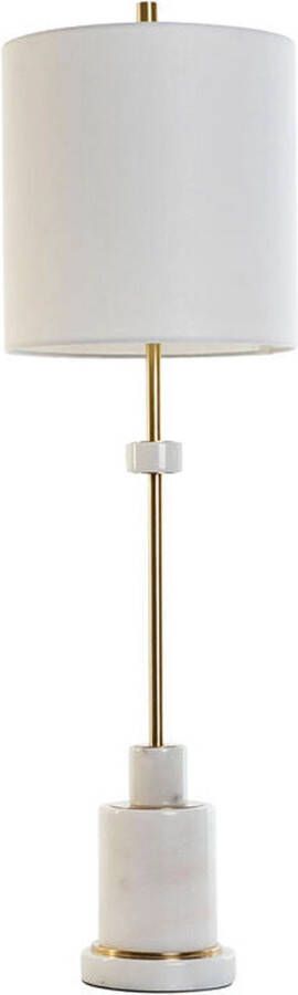 DKD Home Decor Bureaulamp Wit Gouden Metaal Marmer 50 W 220 V 25 x 25 x 81 cm