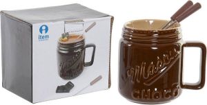 DKD Home Decor Chocolade Fondue 8424001655052 Bruin Roestvrij staal Porselein Staal