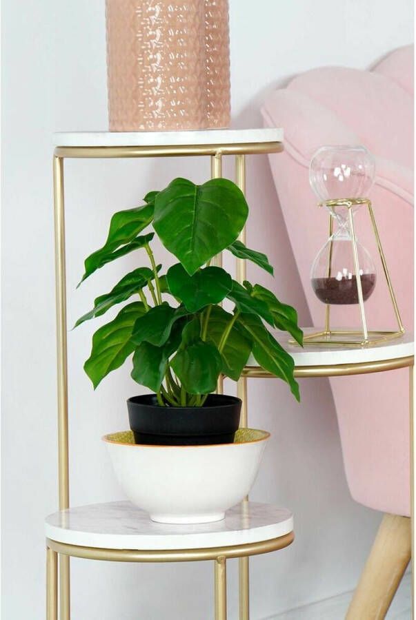 DKD Home Decor Decoratieve plant Zwart Groen PVC PP (20 x 20 x 30 cm)