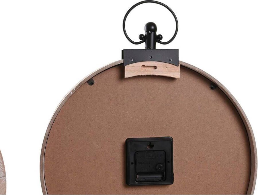 DKD Home Decor Muurklok 40 x 6 5 x 46 cm Zwart Bruin Ijzer Vintage Hout MDF Wereldkaart (2 Stuks)