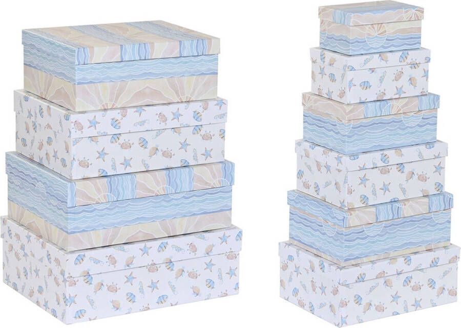 DKD Home Decor Set van opstapelbare opbergboxen Kinderen Multicolour Karton (43 5 x 33 5 x 15 5 cm)