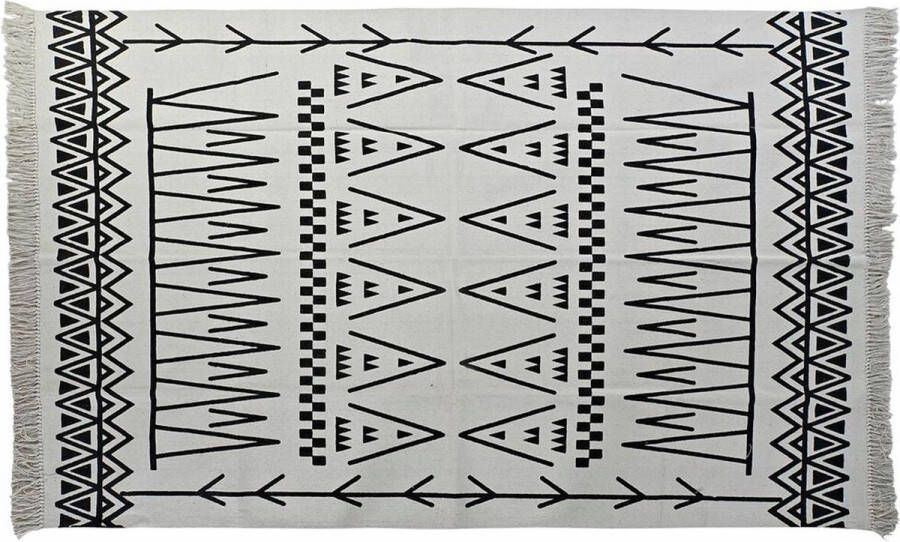 DKD Home Decor Tapijt 160 x 250 x 0 7 cm Zwart Polyester Katoen Wit Ikat Boho
