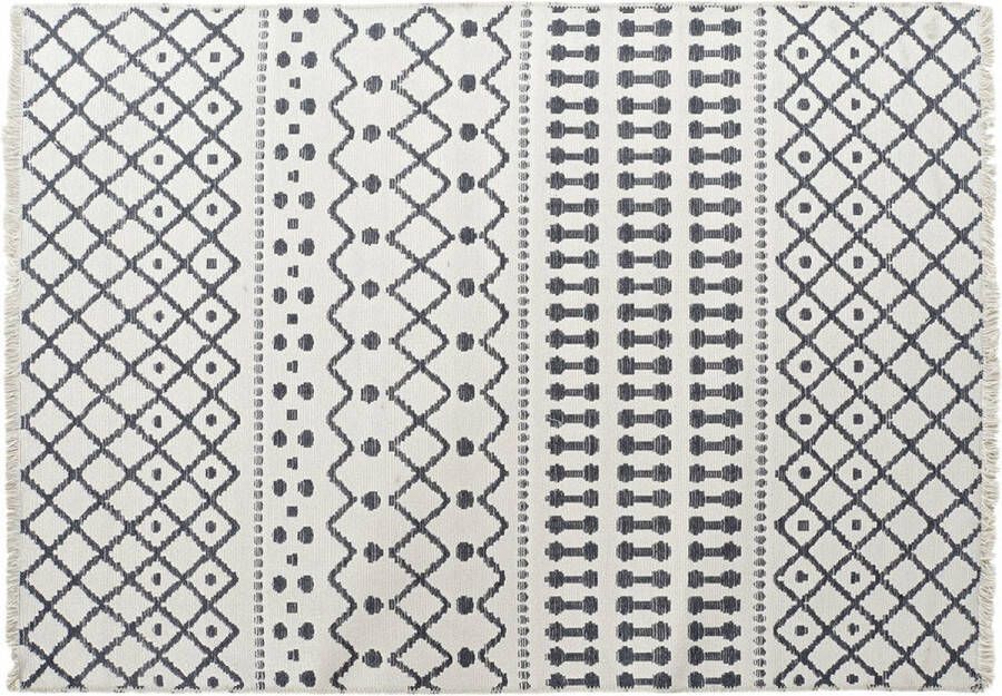 DKD Home Decor Tapijt Wit Polyester Katoen Donker Grijs (200 x 290 x 1 cm)