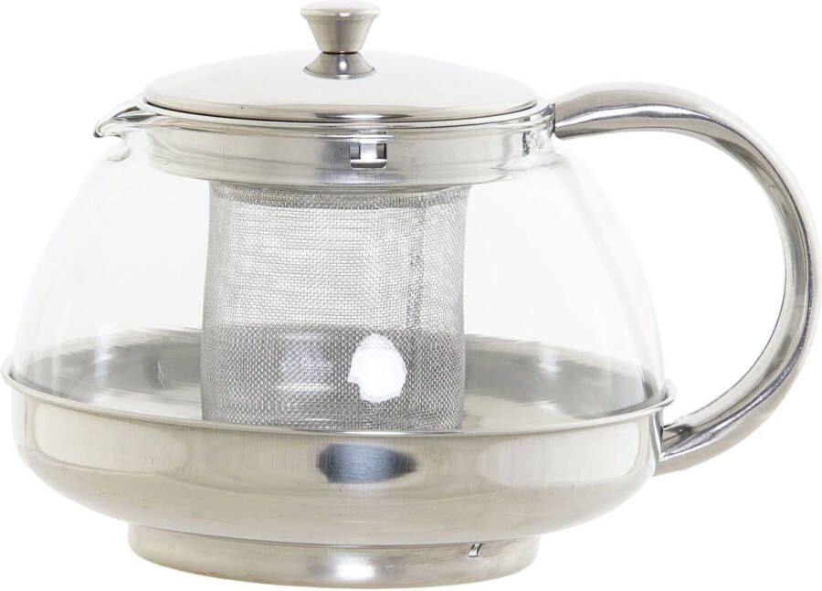 DKD Home Decor Theepot S3026075 Kristal Roestvrij staal Zilver (18 x 14 x 12 cm) (1 05 L)