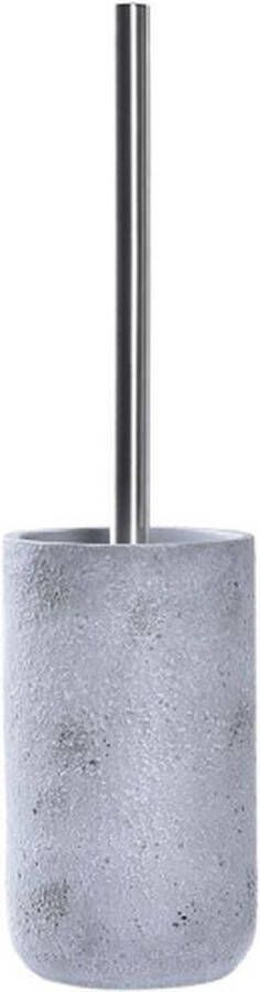 DKD Home Decor Toiletborstel Scandi Ziverachtig Grijs Cement Roestvrij staal Aluminium (10 x 10 x 40 cm)