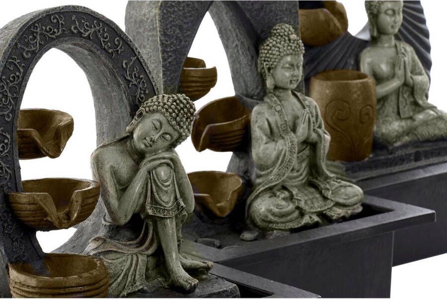 DKD Home Decor Tuinfontein Boeddha Hars 15 x 15 x 25 cm Orientaals (3 Onderdelen)