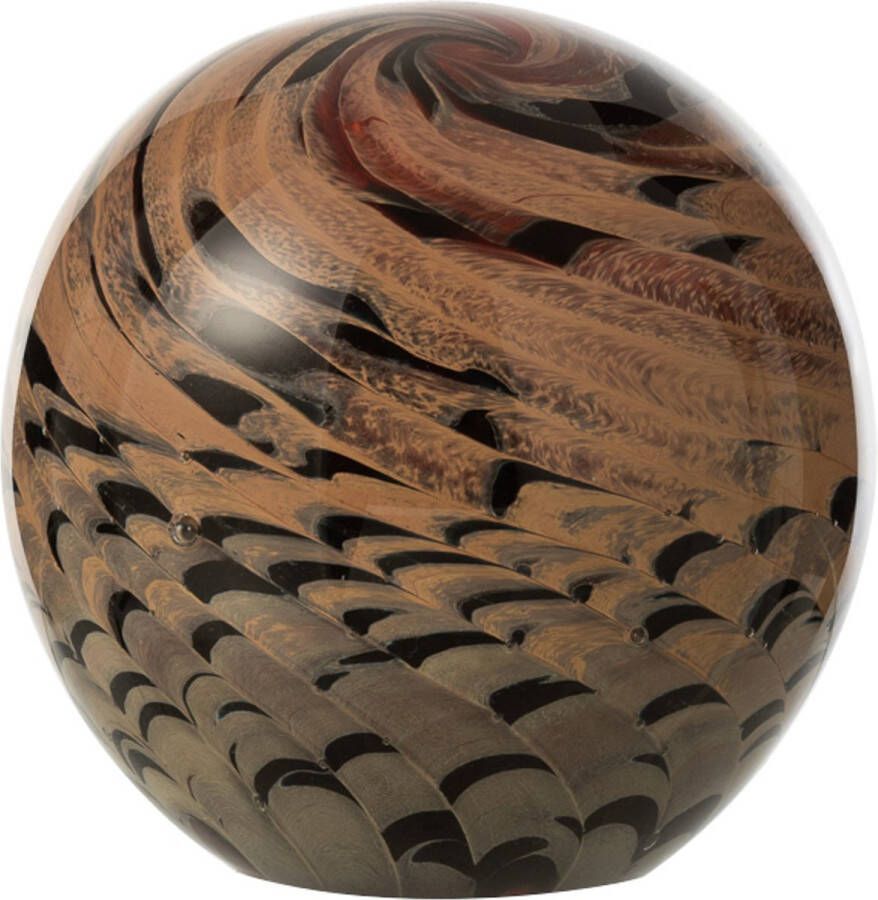 DKS Decoratieve bol bal in presse papier Bruin zwart tranparant 8 x 8 x 8 cm hoog