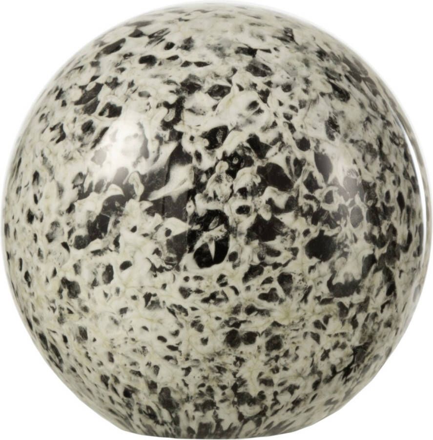 DKS Decoratieve bol bal in presse papier Wit creme beige zwart tranparant 8 x 8 x 8 cm hoog