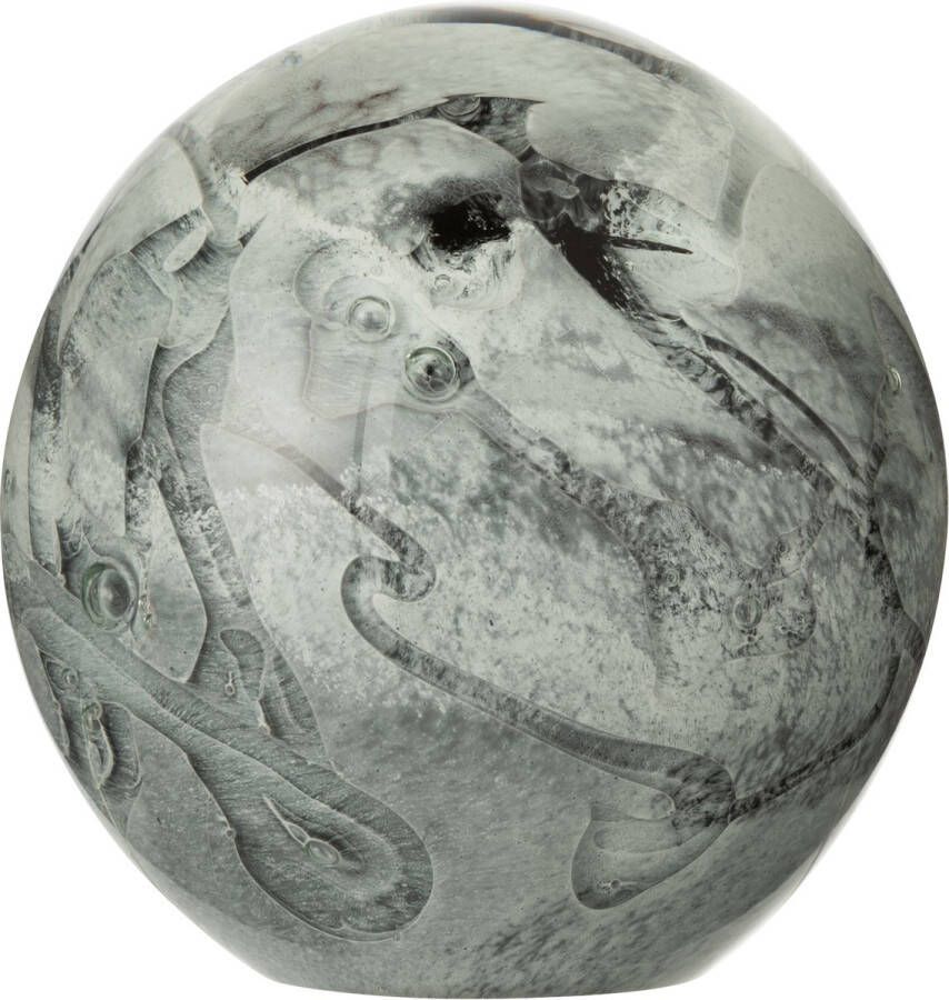 DKS Decoratieve bol bal in presse papier Wit grijs zwart tranparant 12 x 12 x 12 cm hoog