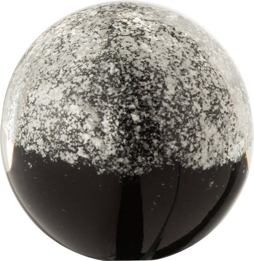DKS Decoratieve bol bal in presse papier Wit grijs zwart tranparant zilver 8 x 8 x 8 cm hoog