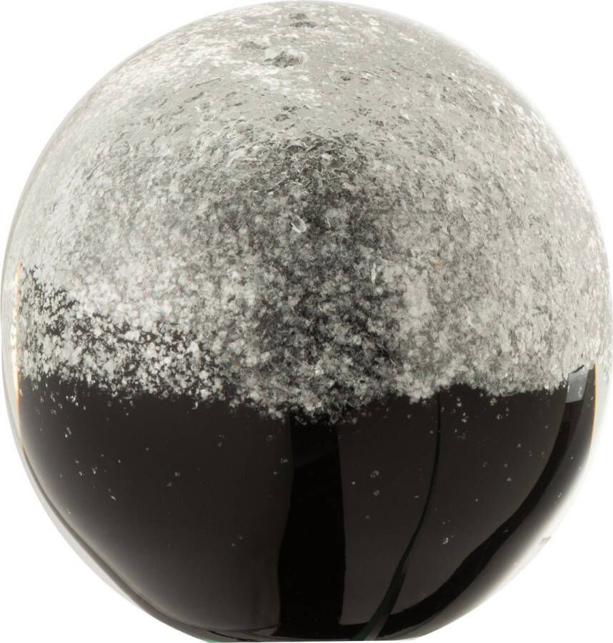 DKS Decoratieve bol bal in presse papier Wit grijs zwart tranparant zilver 9 5 x 9 5 x 9 5 cm hoog
