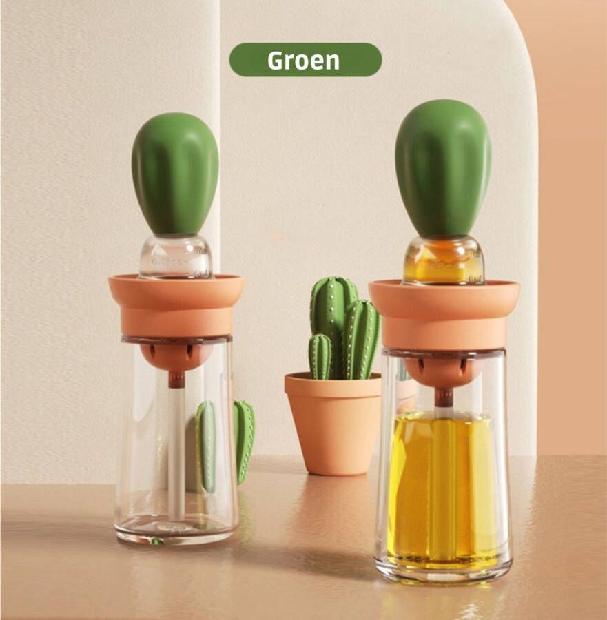 DMB Lifestyle Olie dispenser met borstel voor BBQ Grillen koken Glas Groen