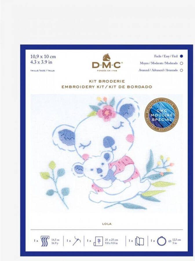 DMC Borduurpakket voorbedrukt Koala met baby Lola in spansteek incl borduurring van TB157