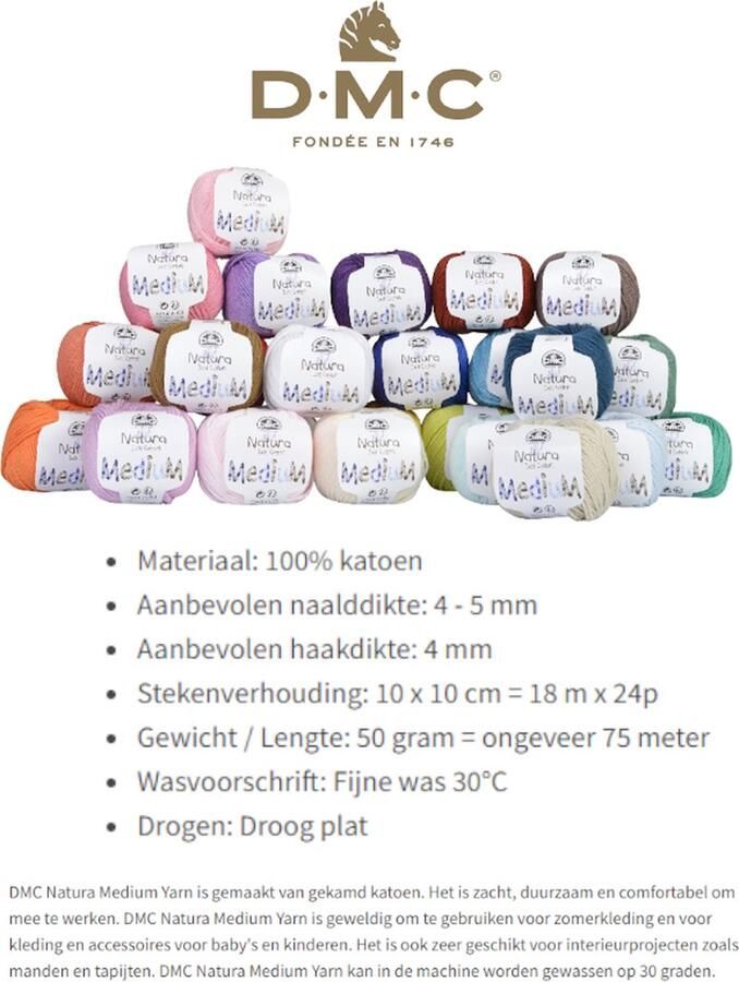 DMC Natura Just Cotton Medium Willekeurige kleurenmix 12 bollen 50gr 75mtr