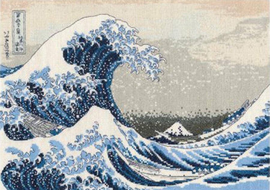 D.M.C. The Great Wave British Museum (De grote golf) Aida borduurpakket DMC