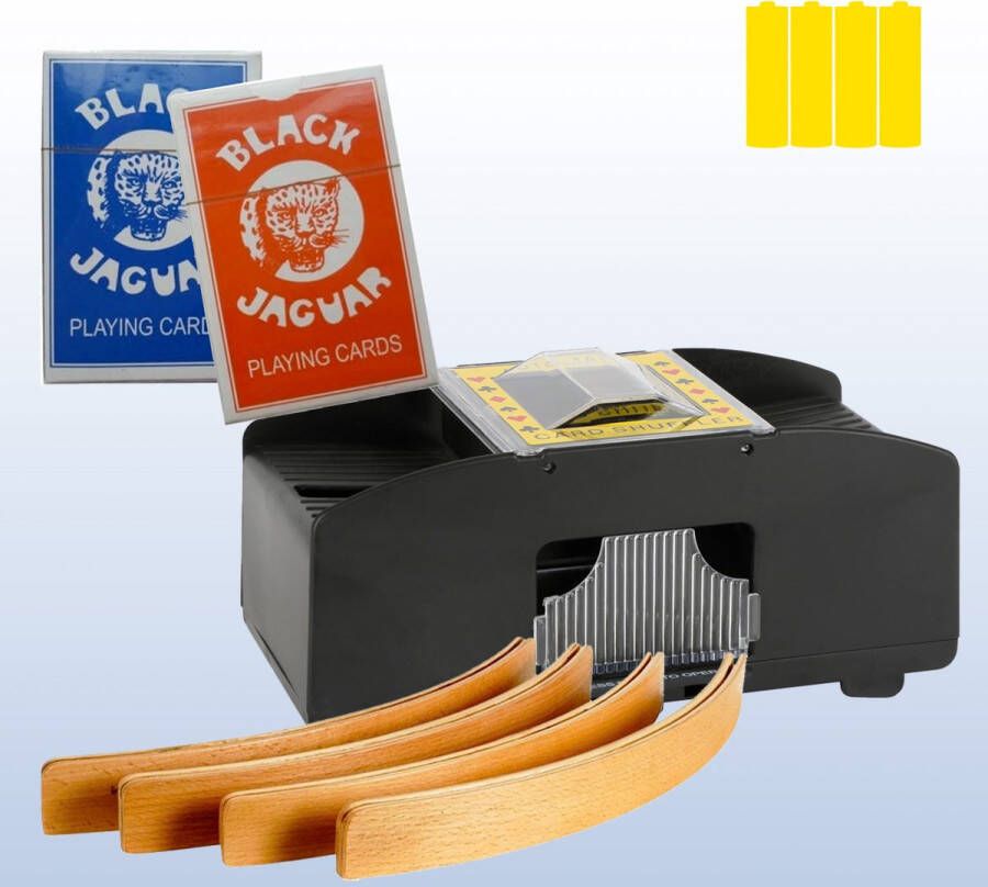 Dobeno Luxe kaartschudmachine: Inclusief 4 Kaarthouders 2 pakjes speelkaarten en 4 AA batterijen