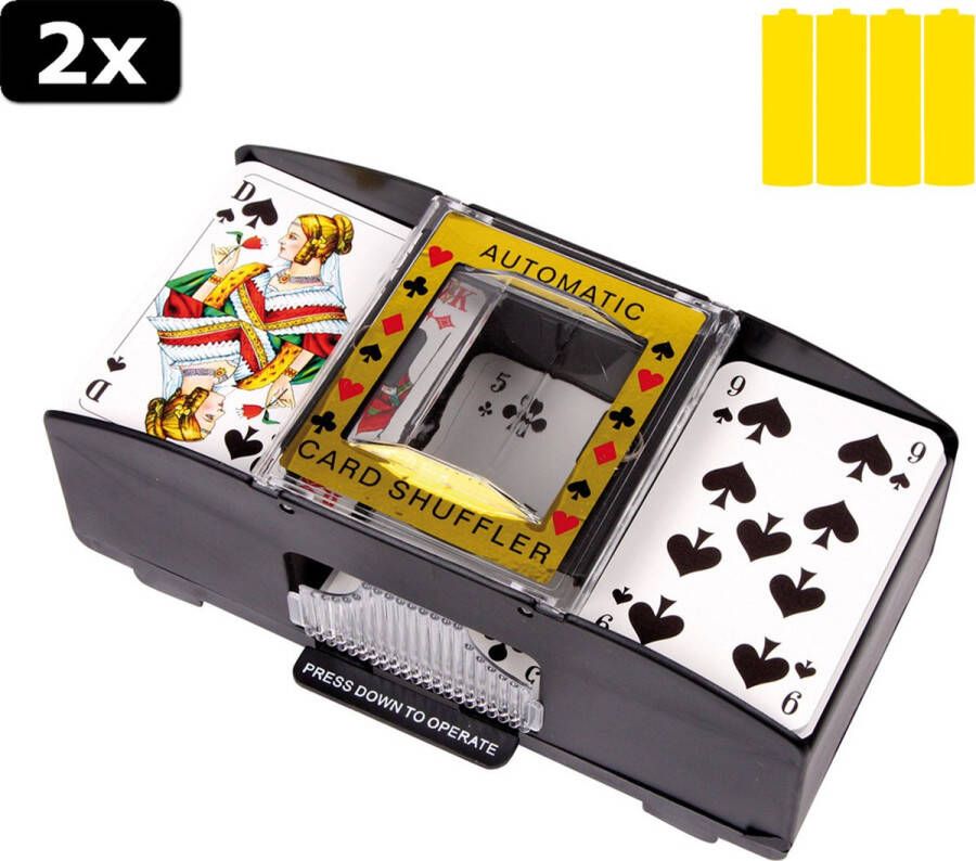 Dobeno Set van 2 kaartschudmachines Inclusief 8 AA batterijen