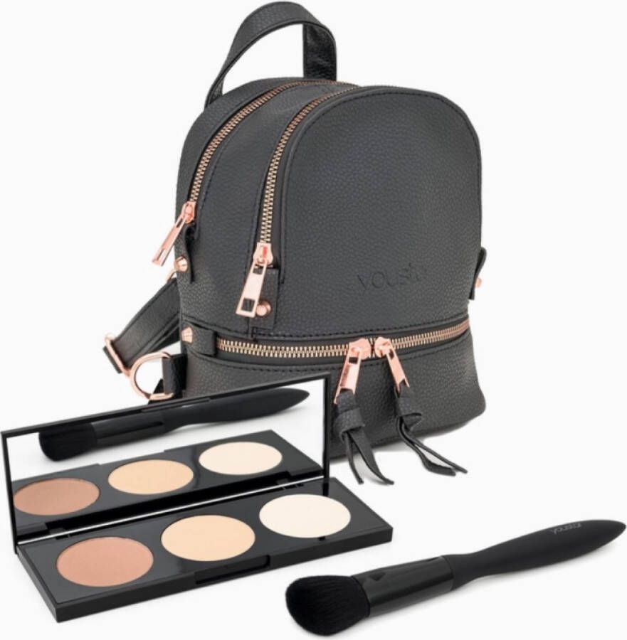 Dobner Cosmetic Beauty Make-up Tasje Rugzak Set van 2 en tas CONTOUR pallet contour borstel 2st