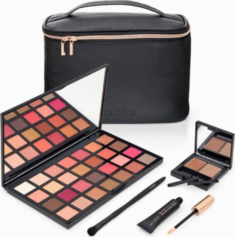 Dobner Cosmetic Beauty Make-up Tasje Set van 5 en tas OGEN SET ogen pallet borstel oog primer en wenkbrauw pallet 5 stuks