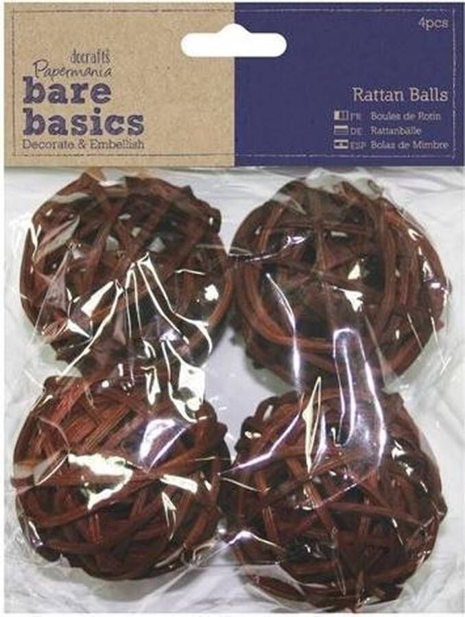 Docrafts Rattan Ballen (4 stuks) Groot Bare Basics