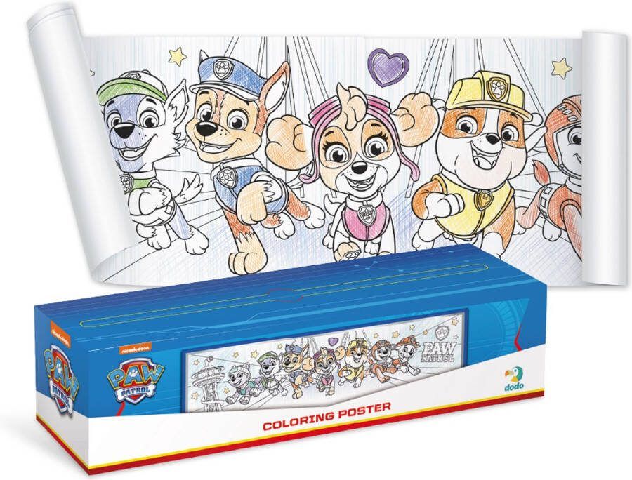 Dodo Toys Paw Patrol Kleurposter Kleurboek Kinderen Paw Patrol Speelgoed Kleurplaten voor Jongens en Meisjes 70 x 16 cm