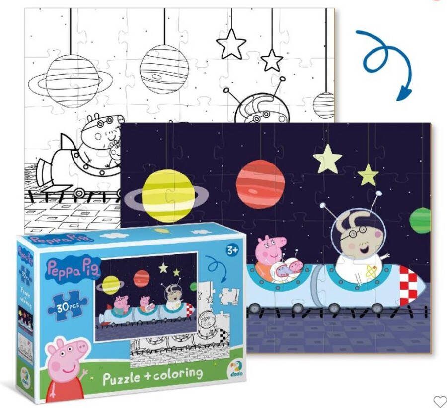 Dodo Toys Peppa Pig Puzzel 2-in-1 30 stukjes 20x27 cm Peppa Pig kleurboek puzzel speelgoed 3+ Kinderpuzzel 3 jaar